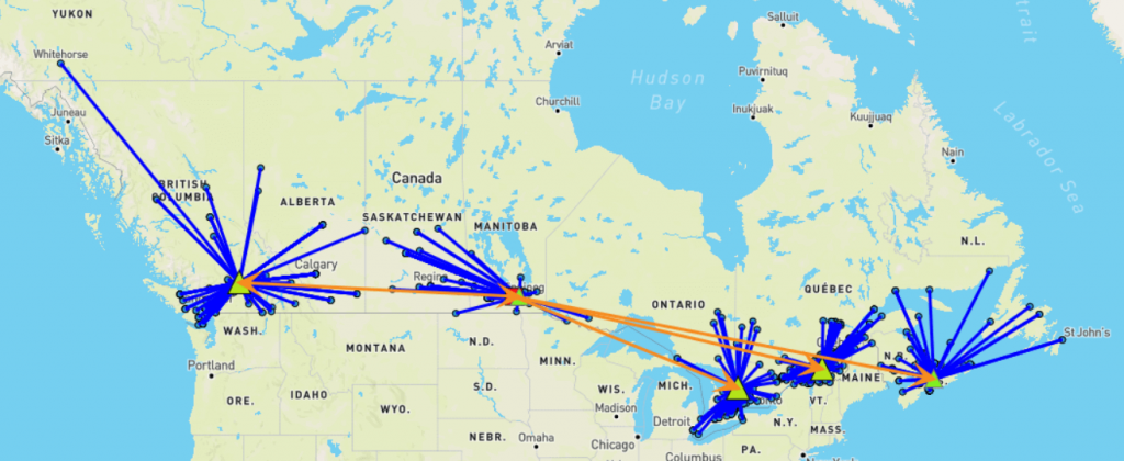 Nouvelle cartographie des flux de réseau au Canada